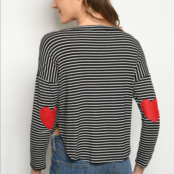 Boat Neck Top Featuring heart ❤️ Elbow Patches - Picture 1 of 3